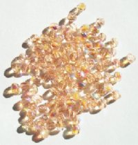 100 4mm Faceted Rosaline AB Firepolish Beads